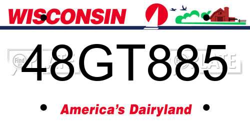 48GT885 Wisconsin License Plate
