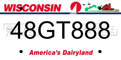 48GT888 Wisconsin License Plate