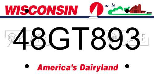 48GT893 Wisconsin License Plate