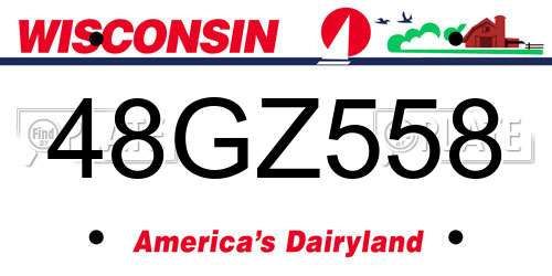 48GZ558 Wisconsin License Plate