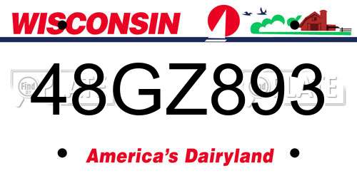 48GZ893 Wisconsin License Plate