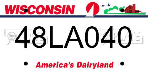48LA040 Wisconsin License Plate