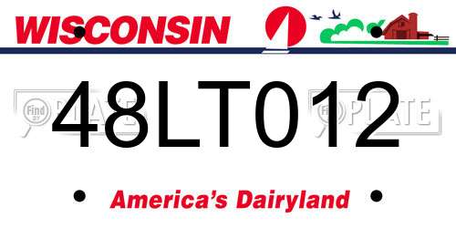 48LT012 Wisconsin License Plate