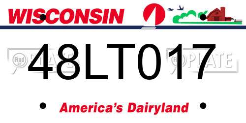 48LT017 Wisconsin License Plate