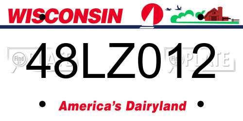 48LZ012 Wisconsin License Plate