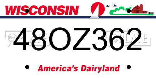 48OZ362 Wisconsin License Plate