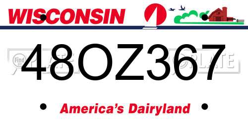 48OZ367 Wisconsin License Plate