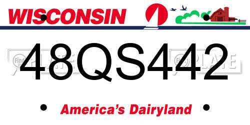 48QS442 Wisconsin License Plate
