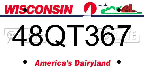 48QT367 Wisconsin License Plate