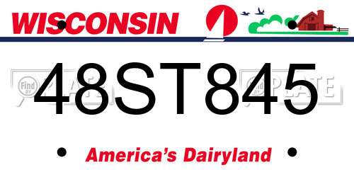 48ST845 Wisconsin License Plate