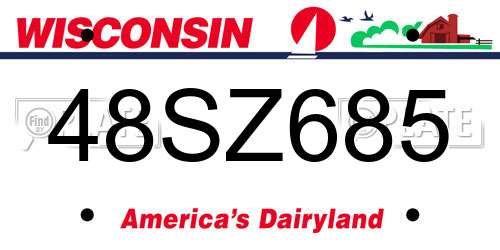 48SZ685 Wisconsin License Plate