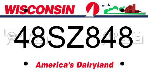 48SZ848 Wisconsin License Plate