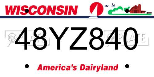 48YZ840 Wisconsin License Plate