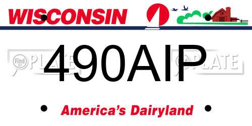 490AIP Wisconsin License Plate