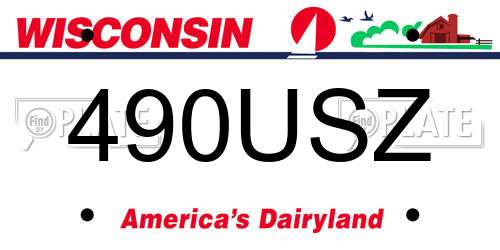 490USZ Wisconsin License Plate