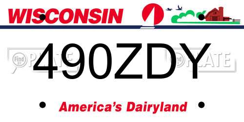 490ZDY Wisconsin License Plate