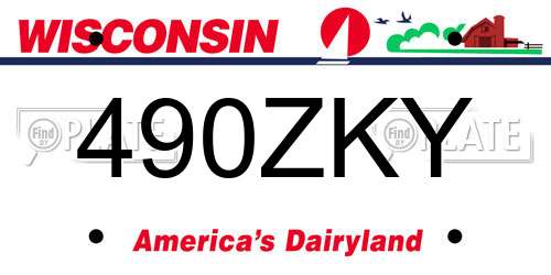 490ZKY Wisconsin License Plate
