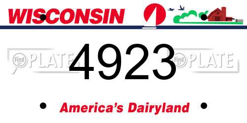 4923 Wisconsin License Plate