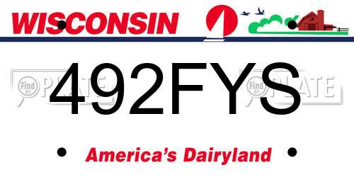 492FYS Wisconsin License Plate