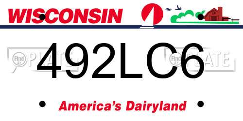 492LC6 Wisconsin License Plate