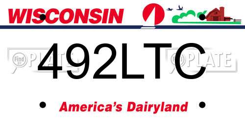 492LTC Wisconsin License Plate