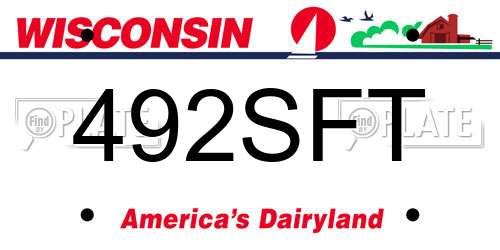 492SFT Wisconsin License Plate