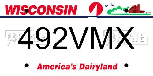 492VMX Wisconsin License Plate