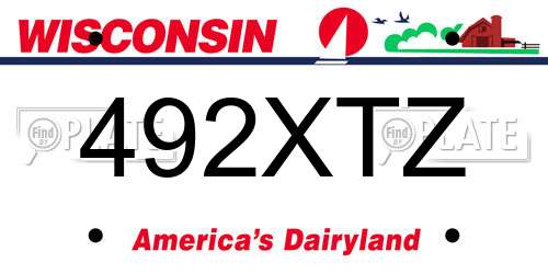492XTZ Wisconsin License Plate