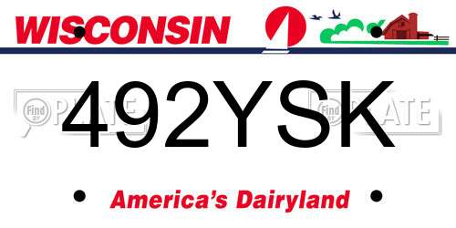 492YSK Wisconsin License Plate