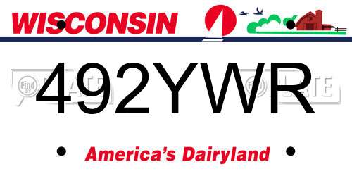492YWR Wisconsin License Plate