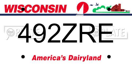 492ZRE Wisconsin License Plate