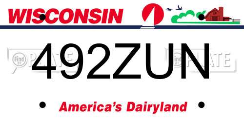 492ZUN Wisconsin License Plate