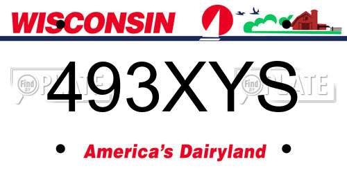 493XYS Wisconsin License Plate