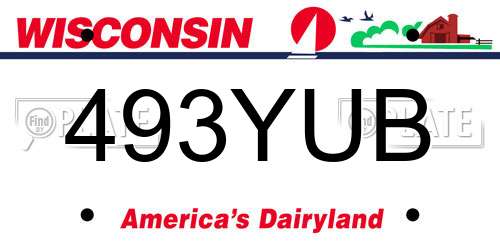 493YUB Wisconsin License Plate