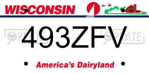493ZFV Wisconsin License Plate