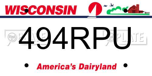 494RPU Wisconsin License Plate