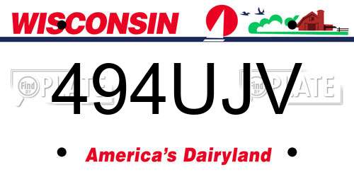 494UJV Wisconsin License Plate