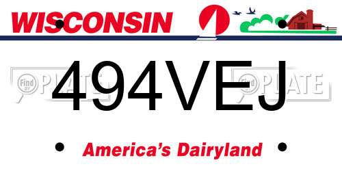 494VEJ Wisconsin License Plate