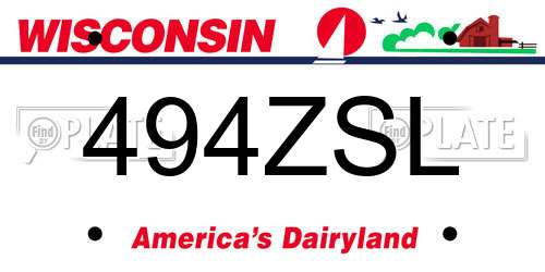 494ZSL Wisconsin License Plate