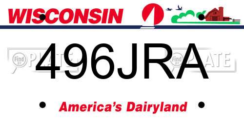 496JRA Wisconsin License Plate