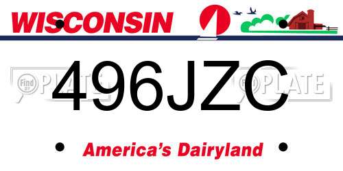 496JZC Wisconsin License Plate