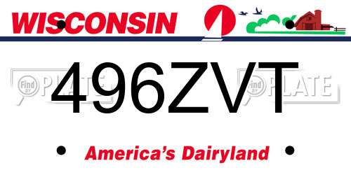 496ZVT Wisconsin License Plate