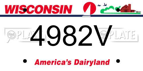 4982V Wisconsin License Plate