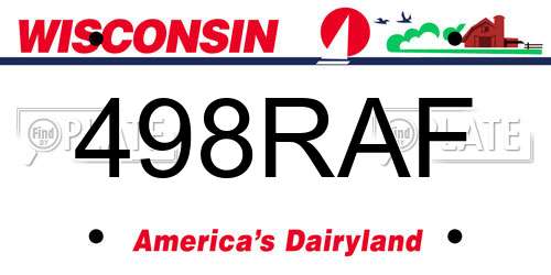 498RAF Wisconsin License Plate