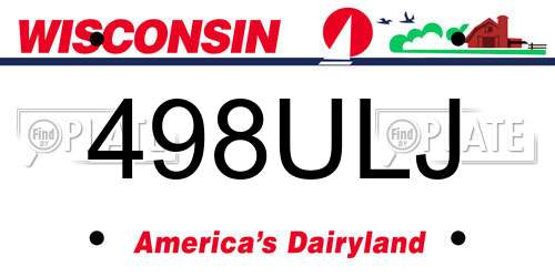 498ULJ Wisconsin License Plate