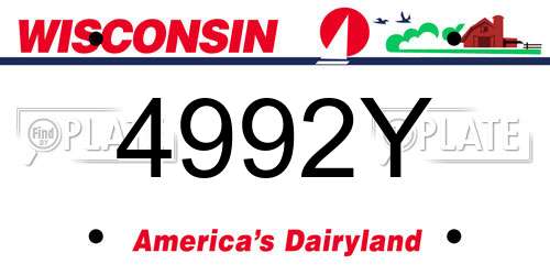 4992Y Wisconsin License Plate