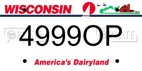 4999OP Wisconsin License Plate