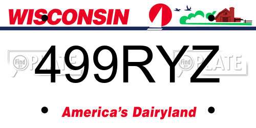 499RYZ Wisconsin License Plate