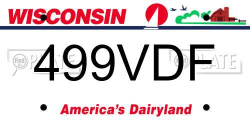499VDF Wisconsin License Plate