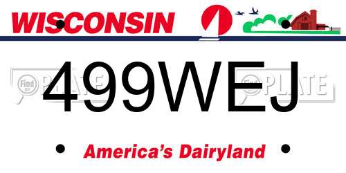 499WEJ Wisconsin License Plate
